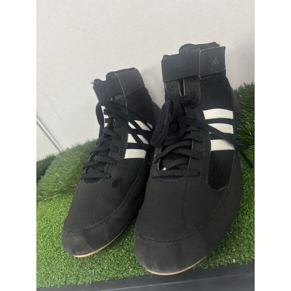 Adidas HVC 2 Wrestling Shoes Black Leather Mid Top AQ3325 Mens US Size 10 - Picture 2 of 9